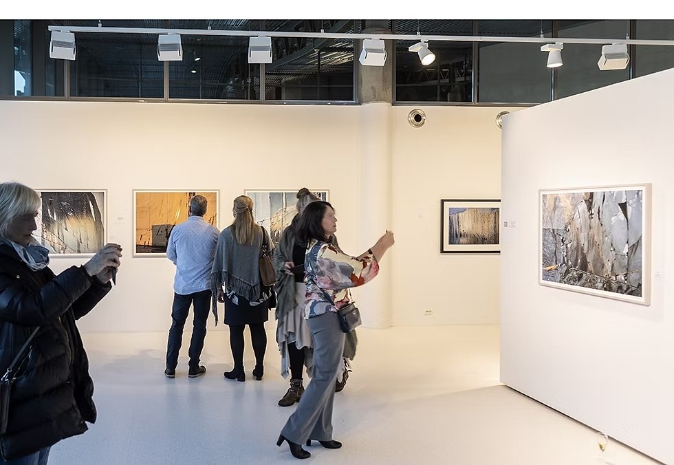 Besøkende på utstilling i Galleri Bølgen i Larvik